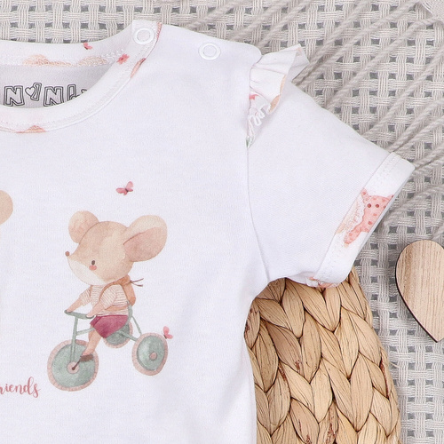 Nini Little Mouse bababody organikus pamut váll patent rövid ujj bőrbarát