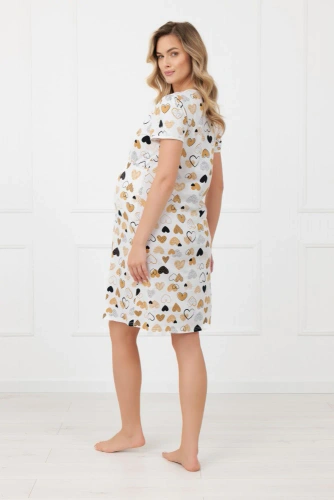 Ariela Italian Fashion kismama hálóing - rövid ujjú, pamut