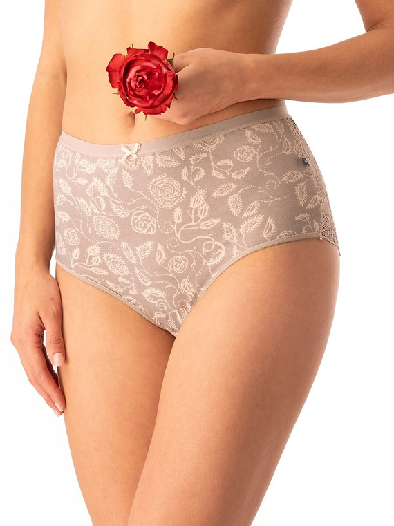 Női pamut bugyi Key LPF 590 bézs - 2 db dobozban, hátul csipkével díszítve