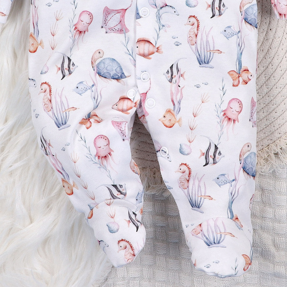 ABN-5479 Underwater World Nini baba pizsama - bio pamut, kényelmes nyomógombokkal