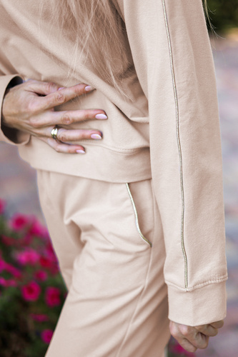 Maio női tréningruha Mirale pamut 95% pamut 5% elasztán, lengyel gyártmány - elegáns sportos szett - bézs színű