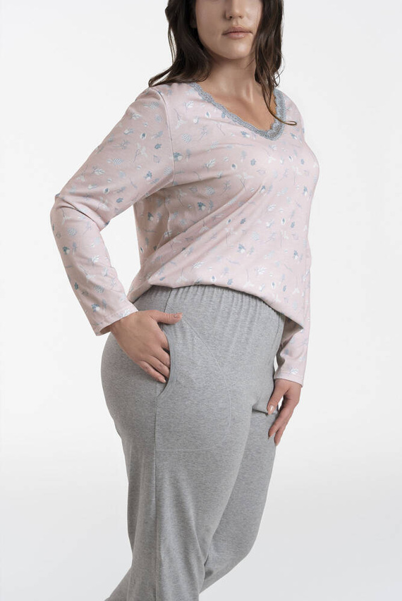 Simona Női hosszú ujjú pizsama és hosszú nadrág Italian Fashion - print/melange