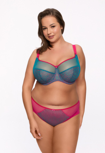 GFP 1294 Cintia Bugyi Gaia - fukszia-türkiz, hímzés, tüll, teljes szabásvonalú