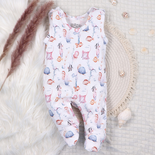 ABN-5480 Víz alatti világ Nini baba hálóruha - organikus pamut, zárt lábakkal