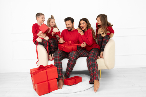 Rusoli férfi pizsama olasz divat piros - kockás pamut, hosszú, kényelmes, hosszú, kényelmes