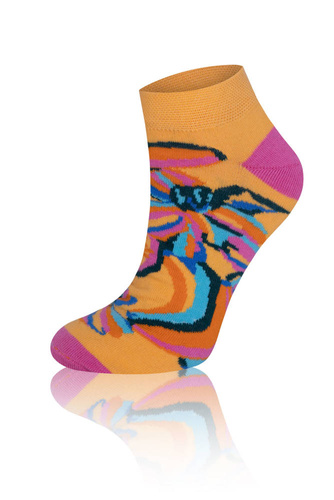 S141S Zanzi lábzokni olasz divat - kócos/sárga/rózsaszín