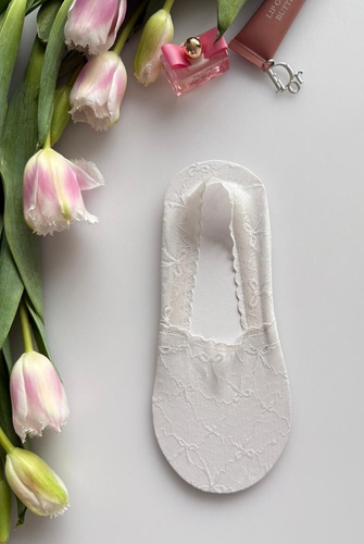 Magnetis női balerina zokni csipkéből szilikonnal – láthatatlan zokni white