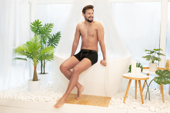 Fluo férfi boxeralsó Italian Fashion - fekete/fluo narancssárga