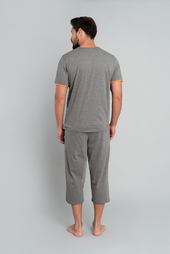 Marek Férfi pizsama rövid ujjú, 3/4 nadrág olasz divat - közepes melange