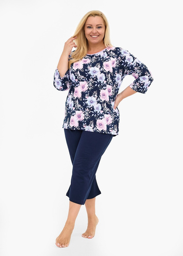 Női pizsama 147/465 Anabel CORNETTE - pamut, 3/4 ujjú, tengerészkék