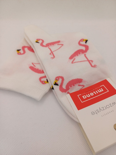 0200-176 Női zokni Milena - színes flamingók - ekrü színű