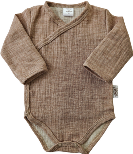Muszlin bodysuit Just Muslin 03235L Makoma latte- hosszú ujjú, borítékolható, 100% pamut, 100% pamut