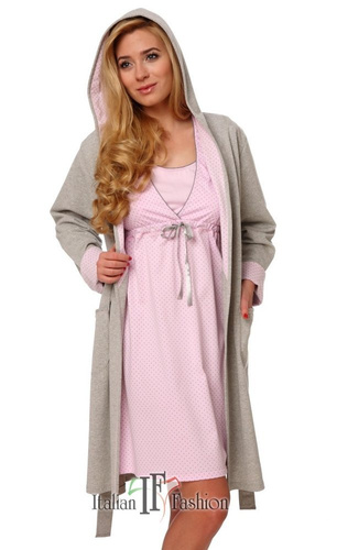 Női komfortos női köntös Italian Fashion- melange/rózsaszín