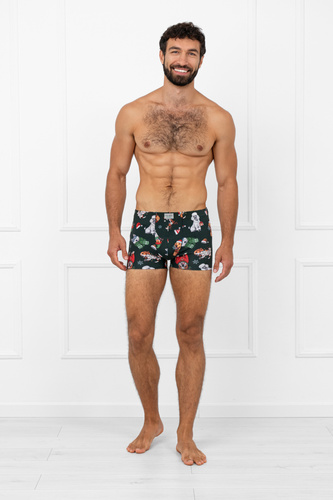 Husky Férfi boxeralsó Italian Fashion zöld - pamut, elasztán, karácsonyi minta