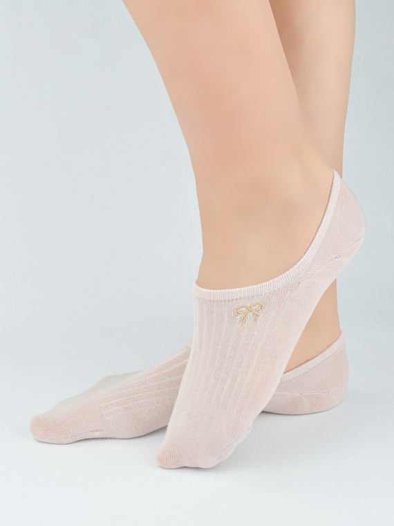 Noviti ST097 női balerina pamut, bordázott díszített hímzéssel