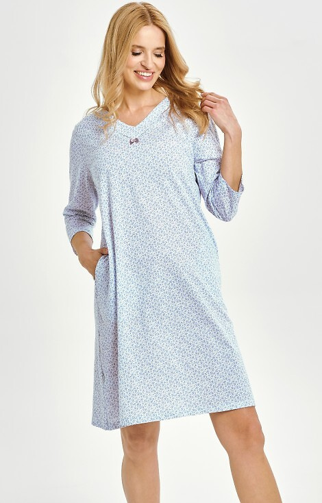 3449 Debora Női Taro ing - 100% pamut, hosszú ujjú, zsebek, gombos nyakkivágás, hosszú ujjú, gombos nyakkivágás