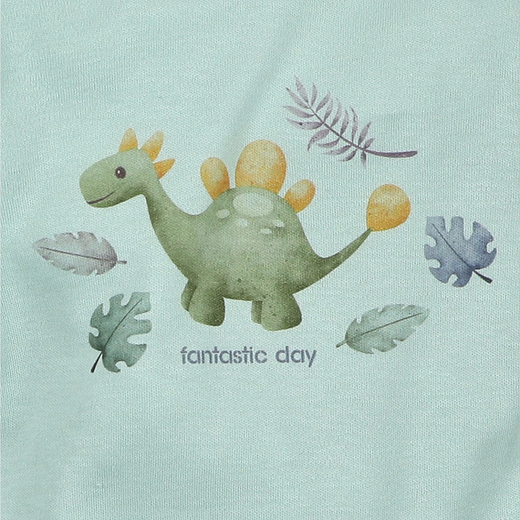 ABN-5566 Dino Explorer organikus pamut body Nini menta organikus pamut, hosszú ujjú, hosszú ujjú