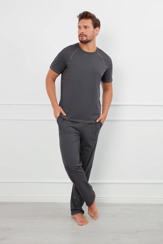 Salomon Férfi rövid ujjú pizsama, hosszú nadrág Olasz divat - grafit/méz