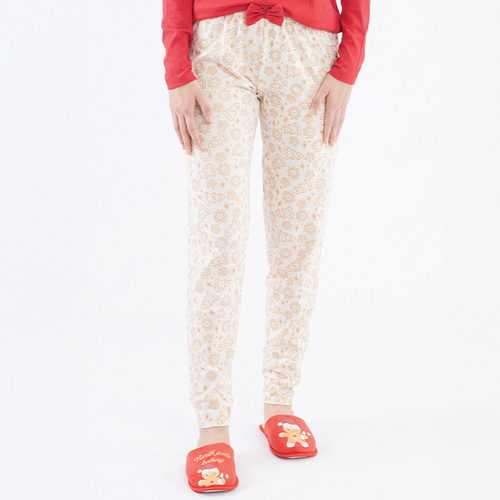 Gretel Női pizsama Sorbetto piros - ünnepi, hosszúság. ujj, mézeskalács nyomtatás