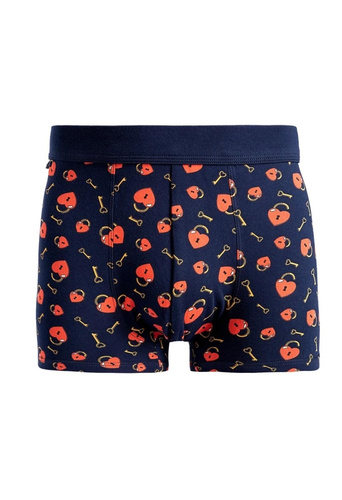 Férfi Moraj MBX600-366 'Love Stock' boxeralsó - prémium pamut, sötétkék, ajándék üvegedényben