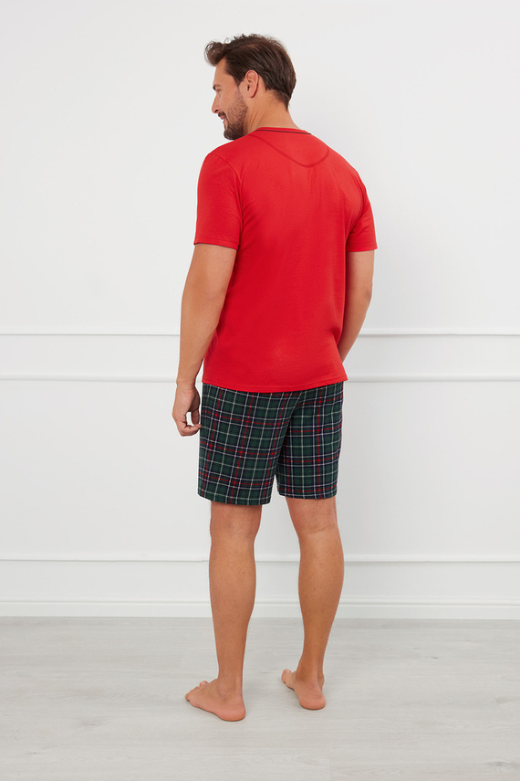 Fogo Férfi rövid ujjú pizsama, rövidnadrág Olasz divat - piros/print