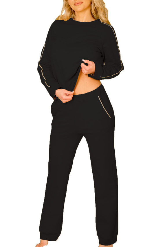 Maio női tréningruha Mirale pamut 95% pamut 5% elasztán, lengyel gyártmány - elegáns sportos szett - fekete