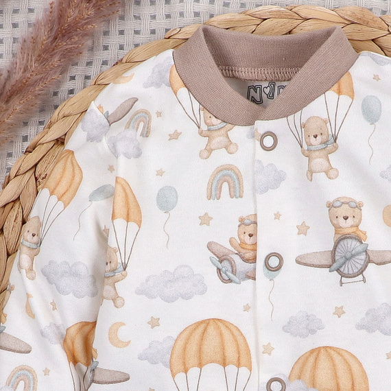 ABN-5510 Sky Journey Nini baba kaftán - organikus pamut, nyomógombos záródással