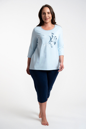 Arietta női pizsama 3/4 ujjú és 3/4 nadrág olasz divat - kék