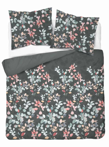 5084 A Home Satin Pościel satynowa gałązki Detexpol grafitowy