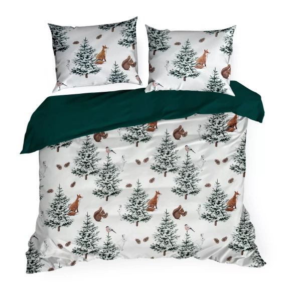 Roland karácsonyi ágynemű mikroszálas Eurofirany - zöld, bájos nyomtatással díszítve