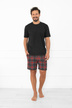 Férfi rövid pizsama - sötét melange 