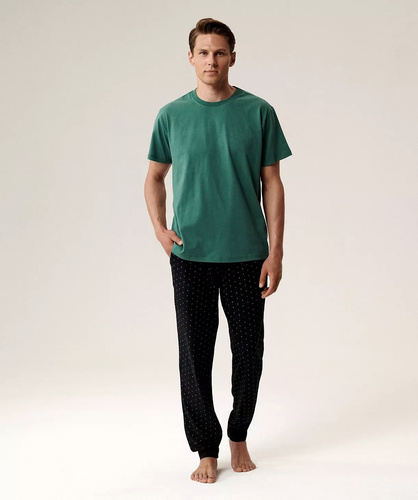 Férfi pizsama NMP-388 Atlanti-óceán zöld - pamut, rövid ujjú