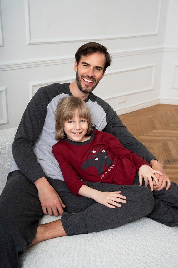 Morten Fiú pizsama Olasz divat bordó/c.melange