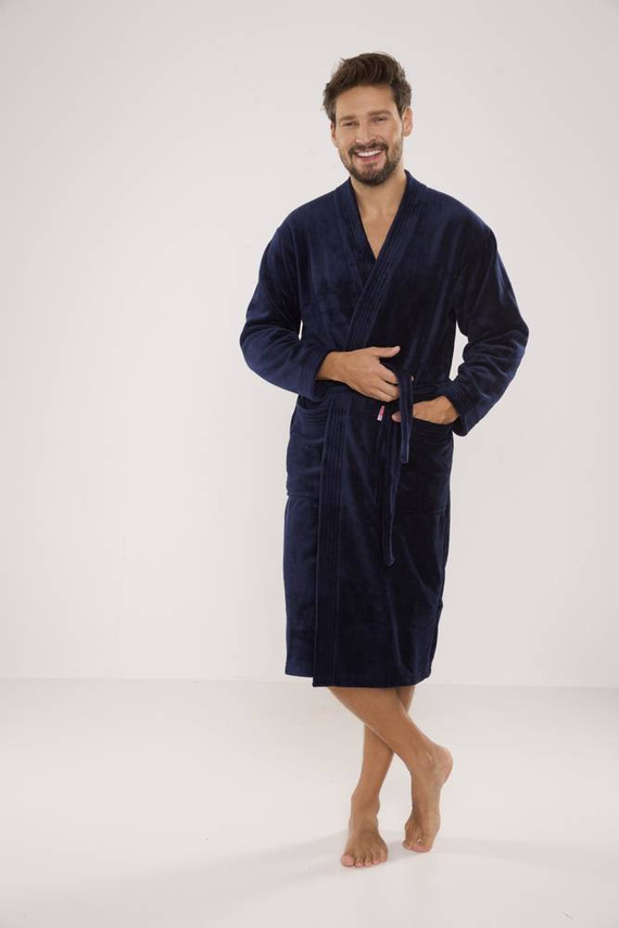 391 Hugo férfi fürdőköpeny De lafense - tengerészkék