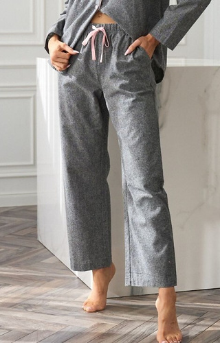 2534 L&L női pizsamanadrág - pamut, melange, zsebes, zsebekkel