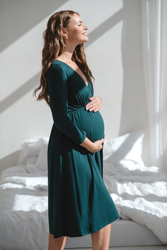 Star Light Terhesség és szoptatás bambusz hálóing 7/8 Milk&Love palack zöld - lélegző, kórházi, kényelmes szoptatáshoz