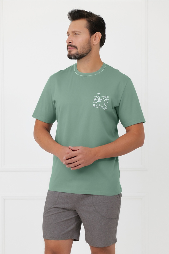 Piżama męska Active Italian Fashion bawełniana krótka rower szałwia