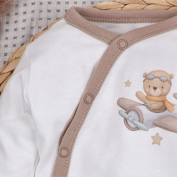 ABN-5502 Sky Journey Nini ekrü borítékos bodysuit | Organikus pamut újszülött babáknak