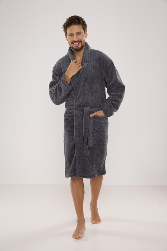 811 De Lafense férfi plüss fürdőköpeny - szürke