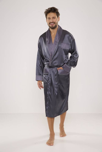 940 Forex férfi szatén fürdőköpeny - szürke