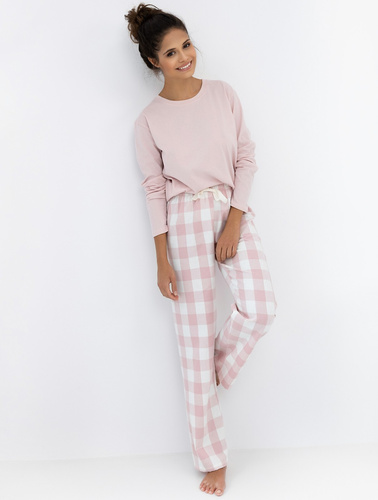 Saylor női pizsama a Sensis-től - Hosszú ujjú pamut és flanel kockás nadrág