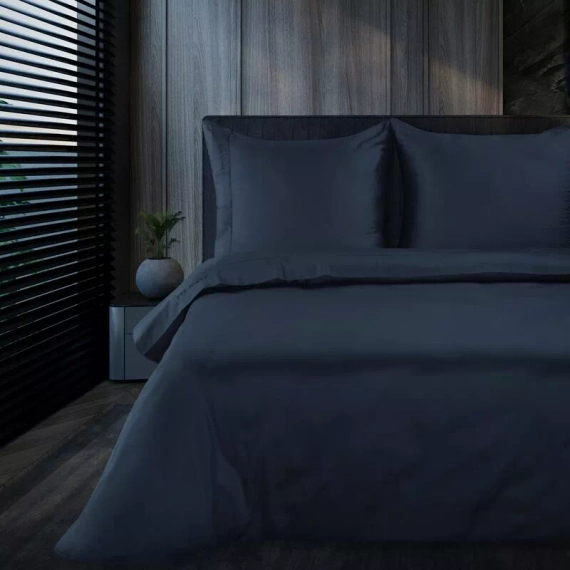 1F Elegáns szatén ágynemű Eva Minge Eurofirany tengerészkék | makroszatén 100% pamut