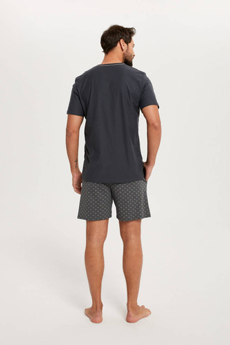 Abel Férfi rövid ujjú pizsama, rövidnadrág Olasz divat - grafit/print