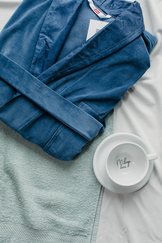 866 Noble Férfi De Lafense velúr fürdőköpeny - rövid, elegáns, pamut - denim