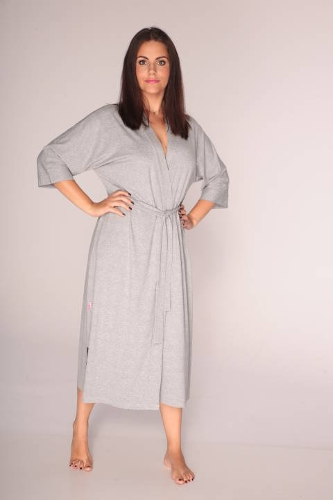 942 Visa Hosszú fürdőköpeny De Lafense - világos melange