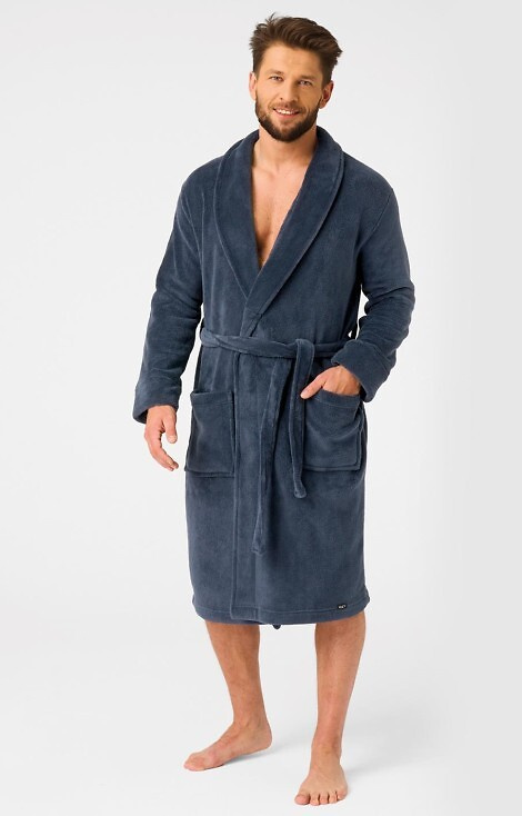 MGL 255 B25 Férfi fürdőköpeny tengerészkék - klasszikus, puha, derékban megkötve