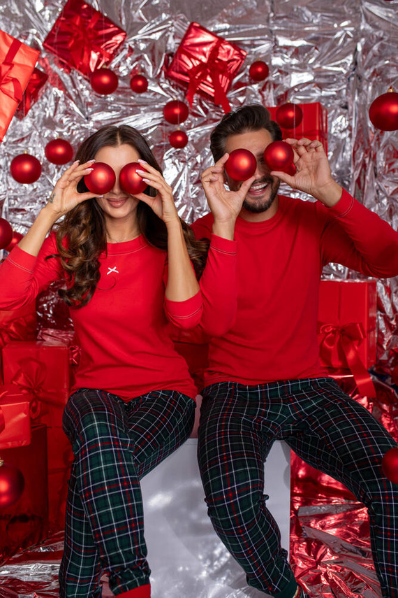 Foggia női pizsama hosszú ujjú, hosszú nadrág olasz divat - piros/print