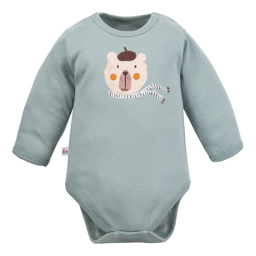 Beary Cool baba bodysuit Eevi- pamut, hosszú ujjú, mackó nyomtatással