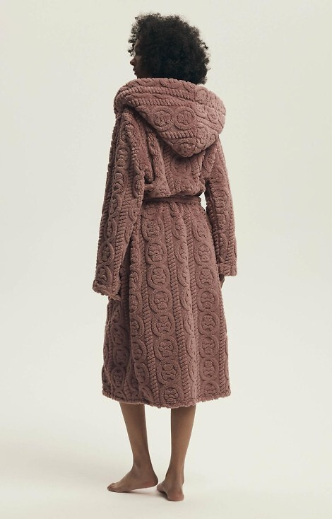 43592 Darlena Henderson poros rózsa - női kapucnis fürdőköpeny, hosszú, puha, mintás