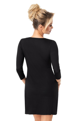 Hálóing Donna Margo fekete - viszkóz, csipke, 3/4 ujjú, térd előtti hosszúságú